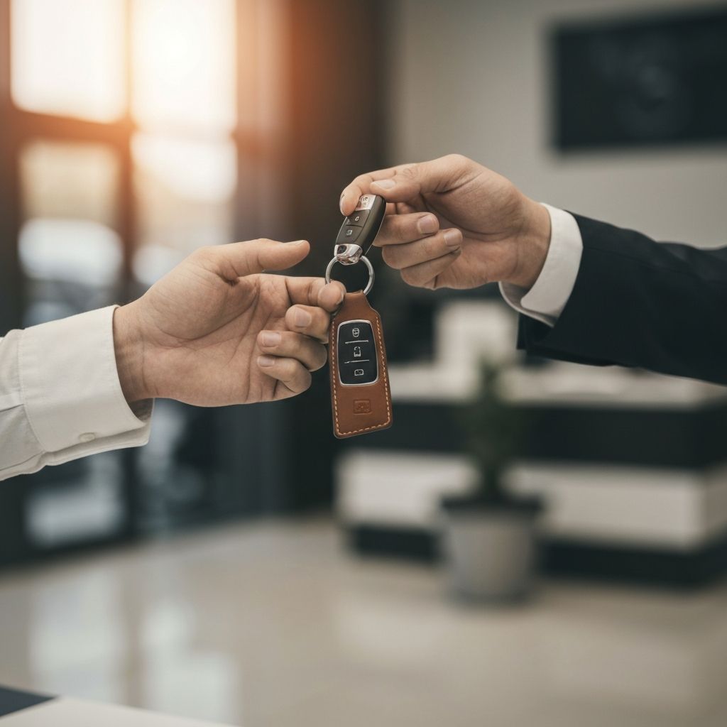 Car keys handover at dealership